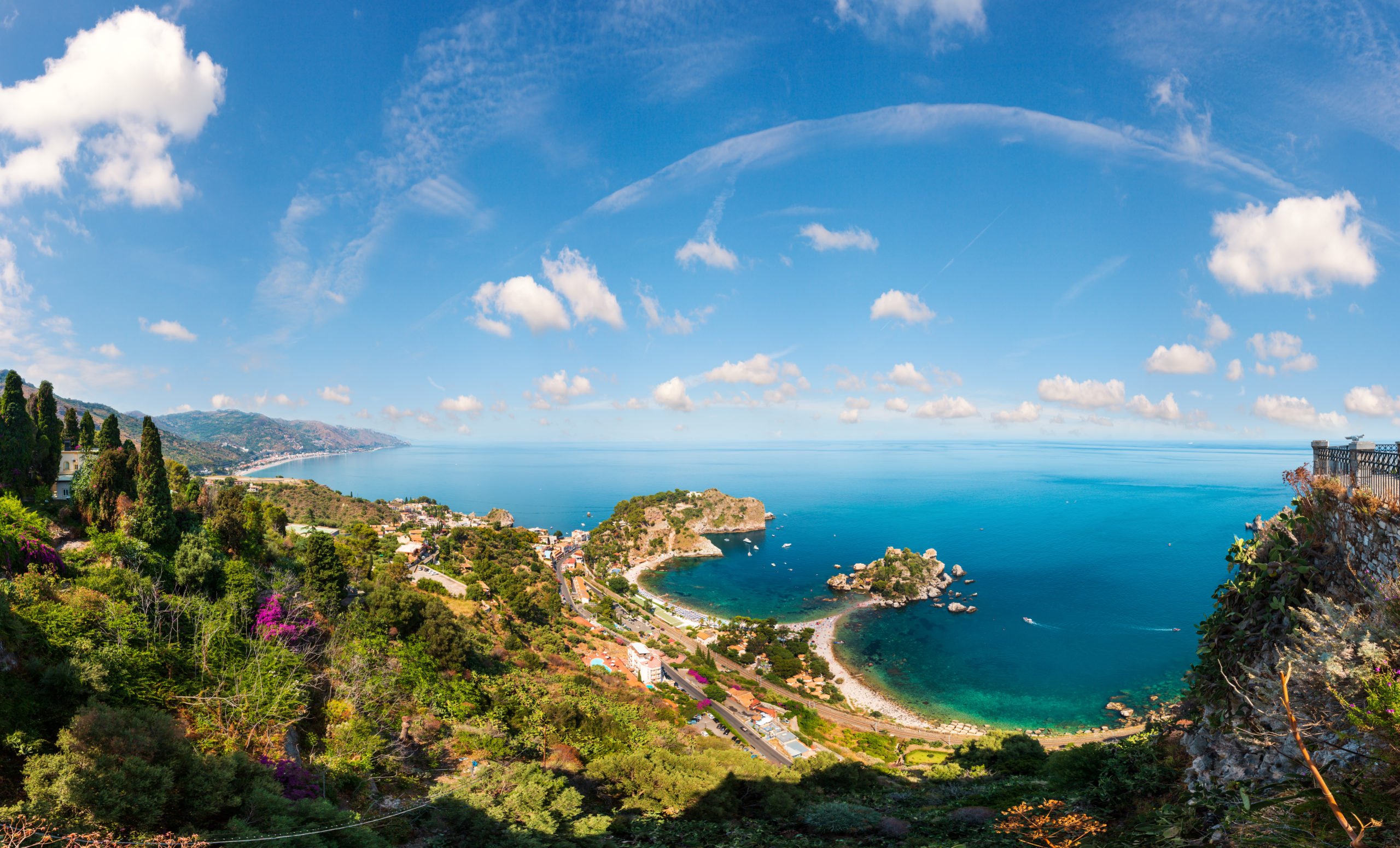 Beautiful Views Over The Isola Bella From Taormina