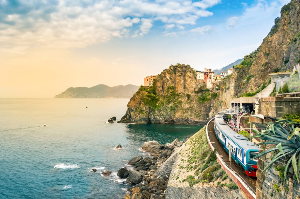 Scenic train ride in Cinque Terre